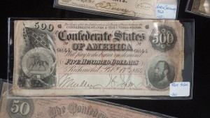 An 1864 500 Dollar Note issued by Confederate States of America