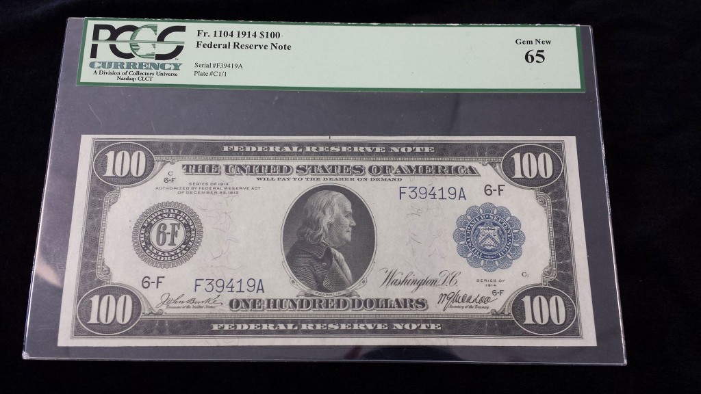 Federal Reserve Note $100 1914 Gem New 65