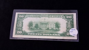 United States National Currency 20 Dollars from 1929, back